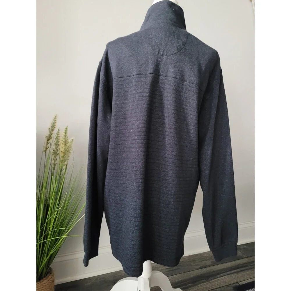 Van Heusen Sweater Men's Large 1/4 Zip Shirt Blue Black